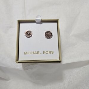 Michael Kors Rose Gold Logo Coin Stud Earrings